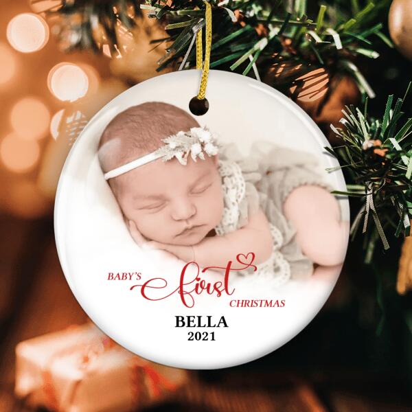 Baby's 1st Christmas Ornament - Personalized Photo Ornament - Baby Shower Gift - Xmas Gift For Baby