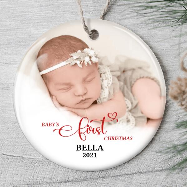 Baby's 1st Christmas Ornament - Personalized Photo Ornament - Baby Shower Gift - Xmas Gift For Baby