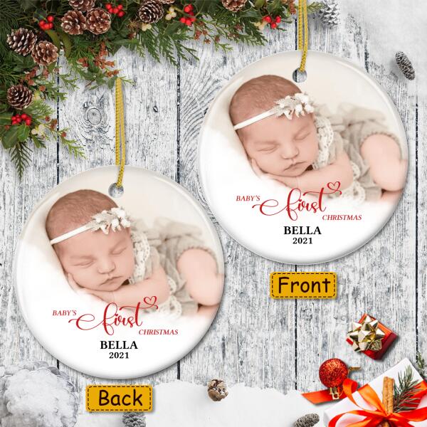 Baby's 1st Christmas Ornament - Personalized Photo Ornament - Baby Shower Gift - Xmas Gift For Baby