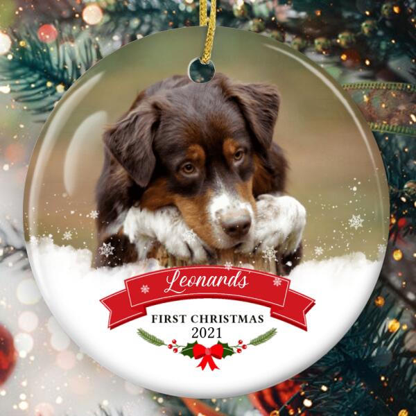 My 1st Christmas Ornament - Personalized Pet Photo - Xmas Gift For Pet Lovers - Custom Pet Name