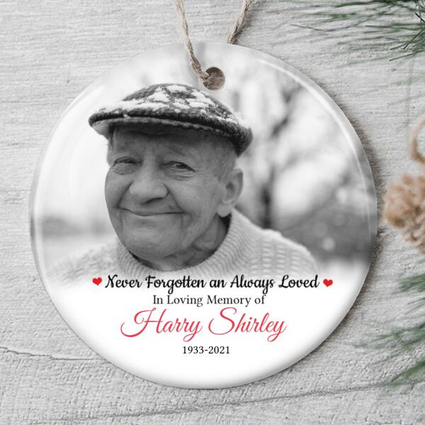 In Loving Memory Ornament - Personalized Name - Custom Photo Keepsake - Loss Of A Loved One Gift