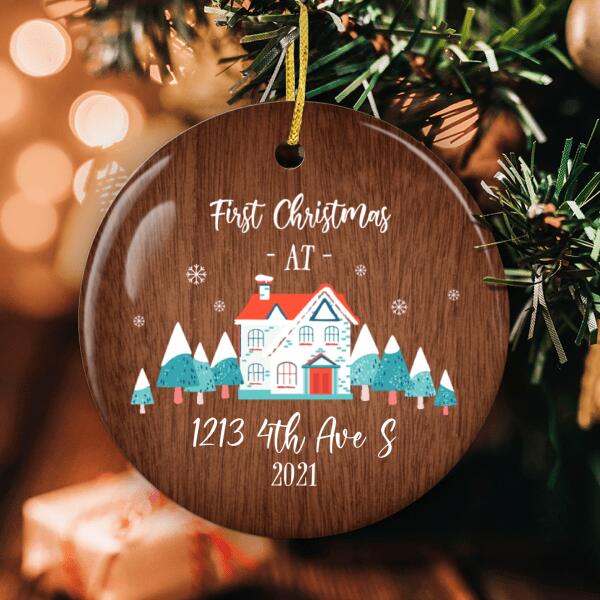 1st At New Home Ornament - Personalized Home Address - Christmas New Home Decor - Xmas Gift