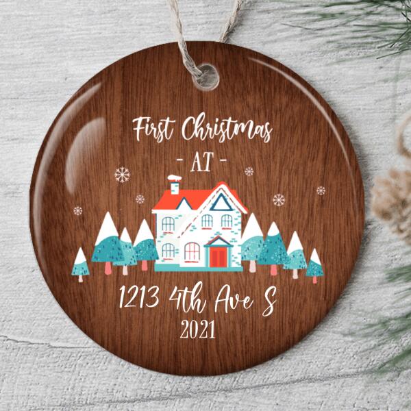 1st At New Home Ornament - Personalized Home Address - Christmas New Home Decor - Xmas Gift