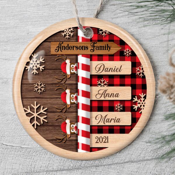 Personalized Family Name Ornament - Custom Members - Rustic Xmas Ornament - Christmas Gift For Family