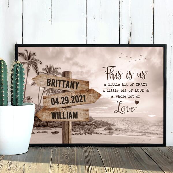 This Is Us Canvas - Personalized Couple Name Street Sign Canvas - Anniversary Canvas - Beach Wall Art