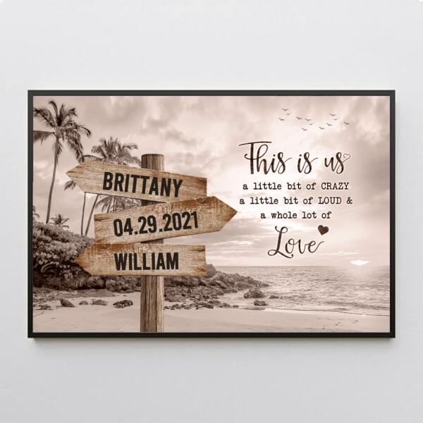 This Is Us Canvas - Personalized Couple Name Street Sign Canvas - Anniversary Canvas - Beach Wall Art