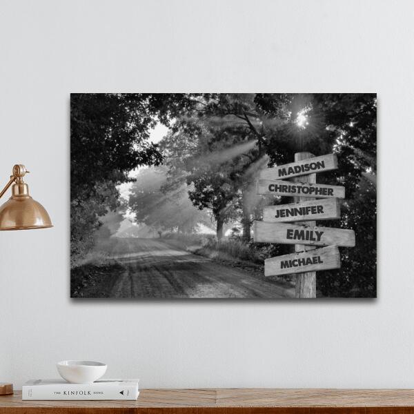 Street Sign Canvas - Custom Family Name Canvas - Autumn Road Canvas - Signpost Name Canvas - Gift For Family
