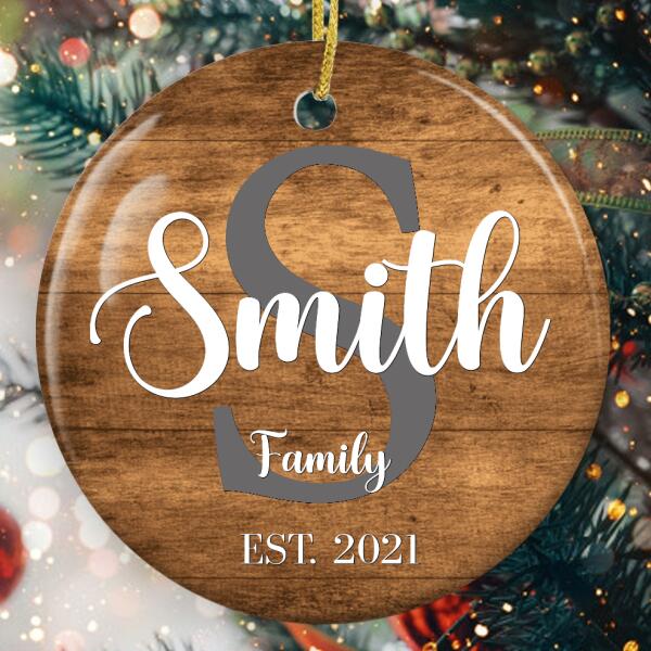 Personalized Custom Family Name Monogram Ornament - Rustic Home Decor Housewarming Gift