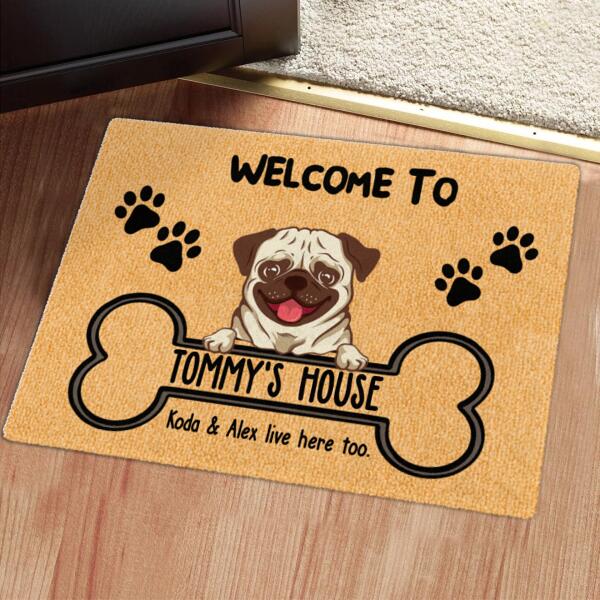 Welcome To Dog's House - Personalized Custom Dog Breed & Name Rug Doormat - New Home Gift