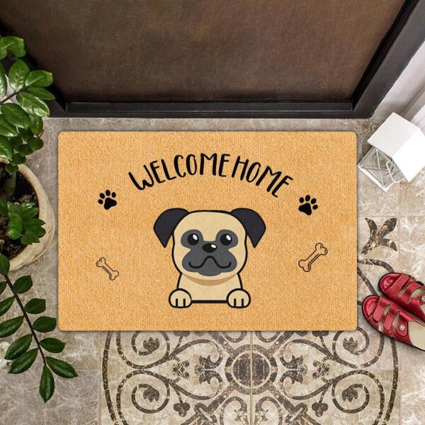 Welcome Home - Personalized Custom Cute Dog Face Housewarming Gift Doormat - New Home Mat