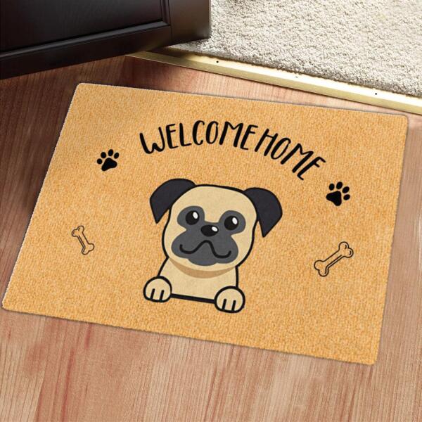 Welcome Home - Personalized Custom Cute Dog Face Housewarming Gift Doormat - New Home Mat