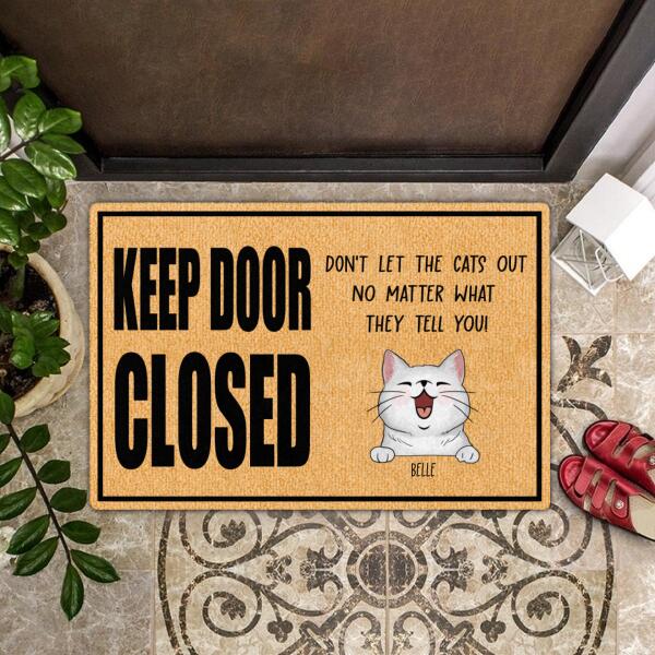 Keep Door Closed - No Matter What They Tell You - Personalized Custom Cats Doormat Gift