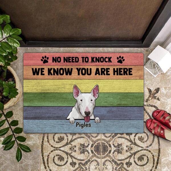 No Need To Knock - Rainbow Wood Decor - Personalized Custom Dog Lovers Gift Rug Doormat