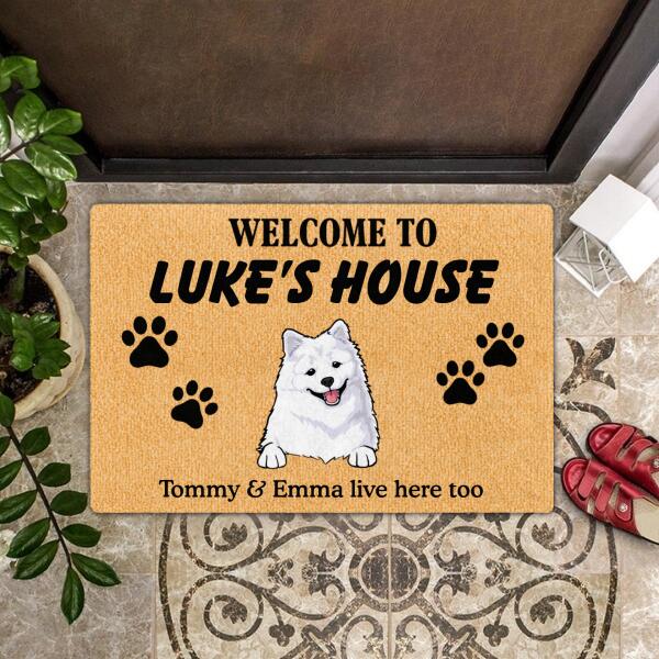 Welcome To Our House - Funny Personalized Custom Dog Names Doormat - Dog Lovers Rug Gift