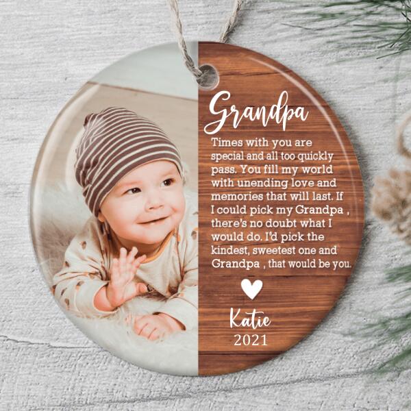 Memorial Ornament - Personalized Names & Photo - Rustic Ornament - Gift For Loss Of Loved One