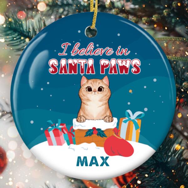 I Believe In Santa Paws Ornament - Custom Cat Breed & Name - Xmas Gift For Cat Lover - Christmas Home Decor