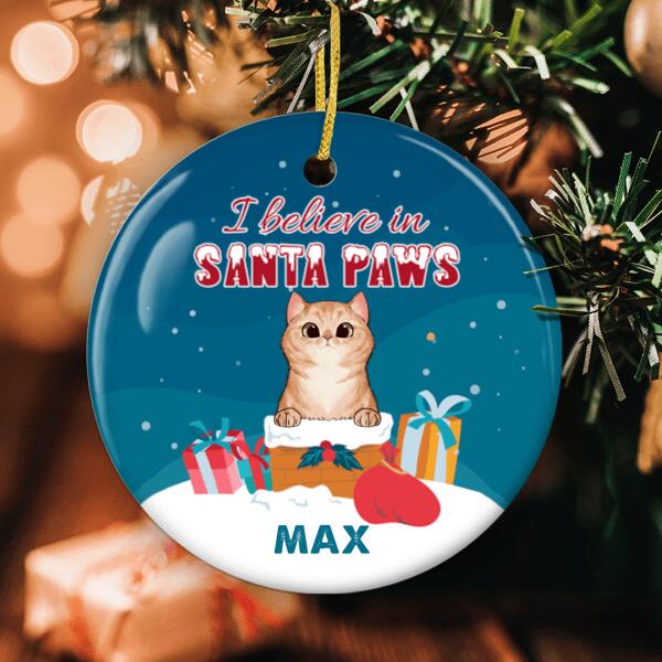 I Believe In Santa Paws Ornament - Custom Cat Breed & Name - Xmas Gift For Cat Lover - Christmas Home Decor