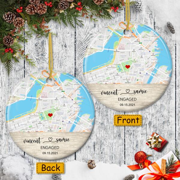Just Married Couple - Personalized Custom Xmas Map Ornament - Housewarming Gift Decor