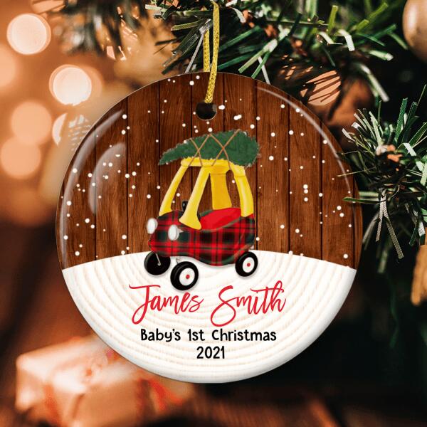 Baby 1st Christmas Ornament - Baby Stroller Bauble - Custom Name - Xmas Gift For Newborn Baby