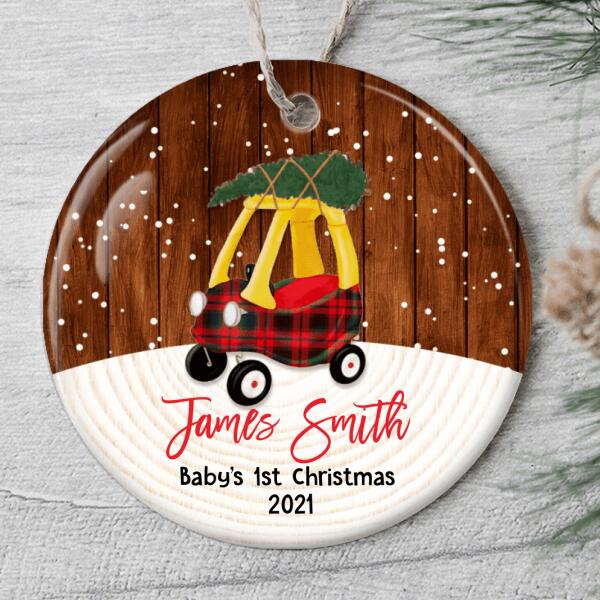 Baby 1st Christmas Ornament - Baby Stroller Bauble - Custom Name - Xmas Gift For Newborn Baby