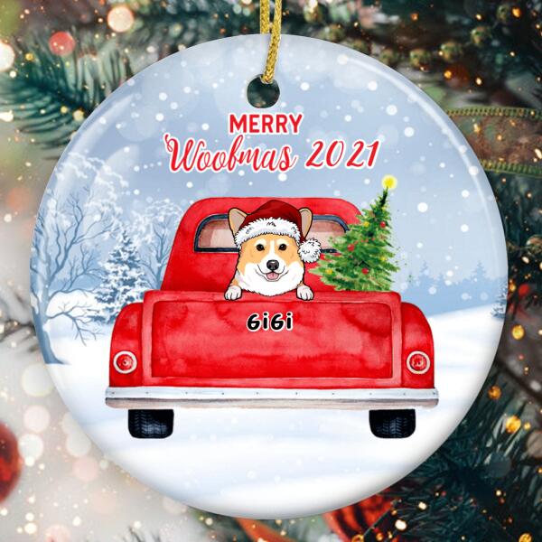 Merry Woofmas Ornament - Custom Dog Breeds & Names - Christmas Bauble - Dog Lover Gift - Xmas Tree Decor