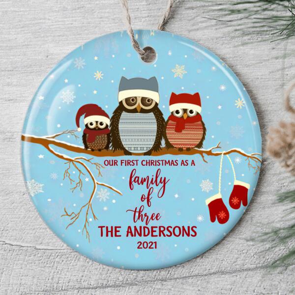 Our 1st Christmas As A Family Ornament - Family Owl Ornament - Custom Family Name - Xmas Gift For Family