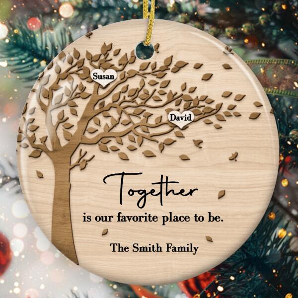 Rustic Family Tree Ornament - Personalized Member Names - Family Bauble - Gift For Family