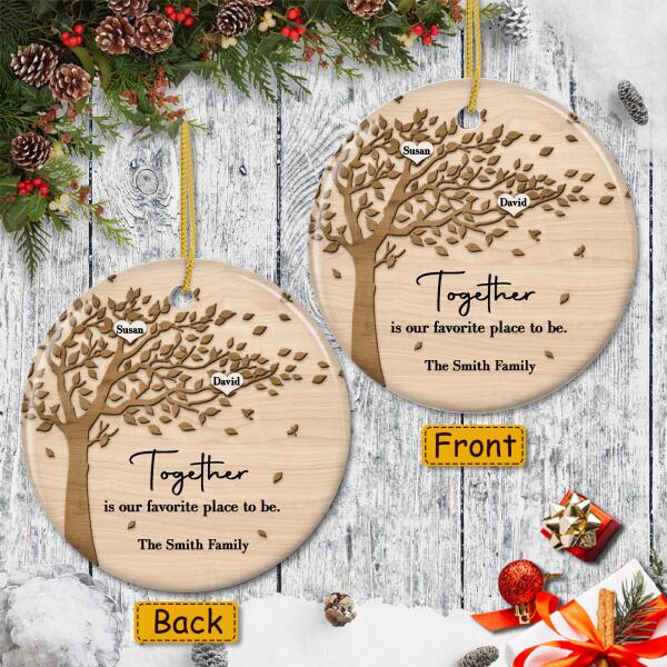 Rustic Family Tree Ornament - Personalized Member Names - Family Bauble - Gift For Family
