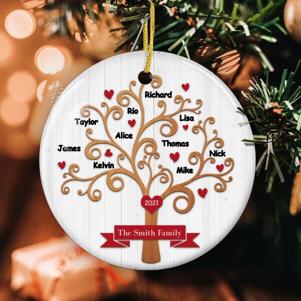 Family Tree Ornament - Personalized Family Name & Member's Names - Family Bauble - Gift For Family