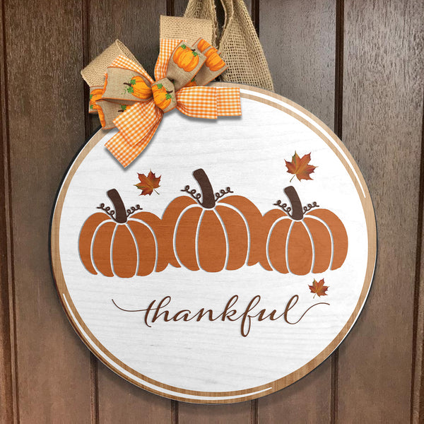 Thankful - Pumpkin Patch - Halloween Door Wreath Hanger Sign Decor - Thanksgiving Gift