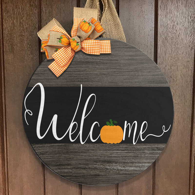 Welcome - Lovely Fall Pumpkin Decoration - Autumn Thanksgiving Door Wreath Hanger Sign