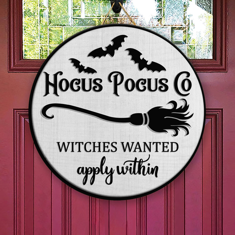 Hocus Pocus -  Witches Wanted - The Witch's Broom Decoration - Halloween Door Hanger Sign