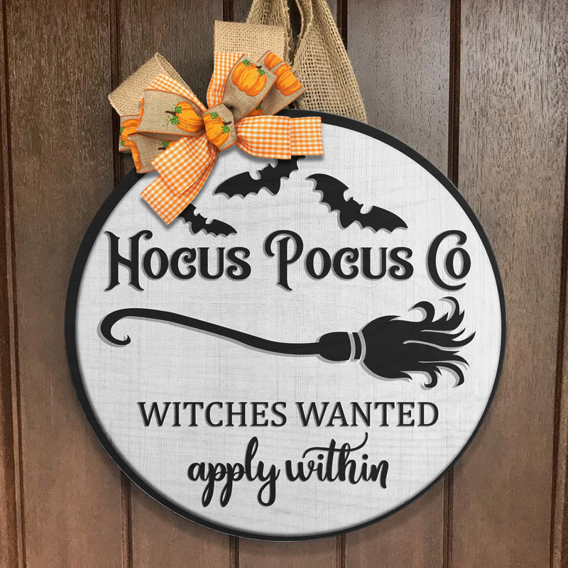 Hocus Pocus -  Witches Wanted - The Witch's Broom Decoration - Halloween Door Hanger Sign