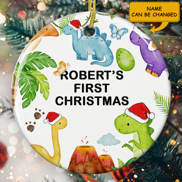 Baby 1st Christmas Ornament - Personalized Name - Cute Dinosaur Ornament - Xmas Gift For Baby