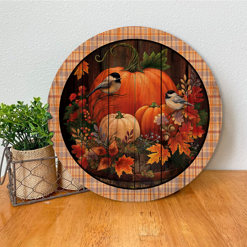 Pumpkin Patch - Bird Sign - Floral Sign - Fall Wooden Door Hanger Gift - Autumn Home Decor