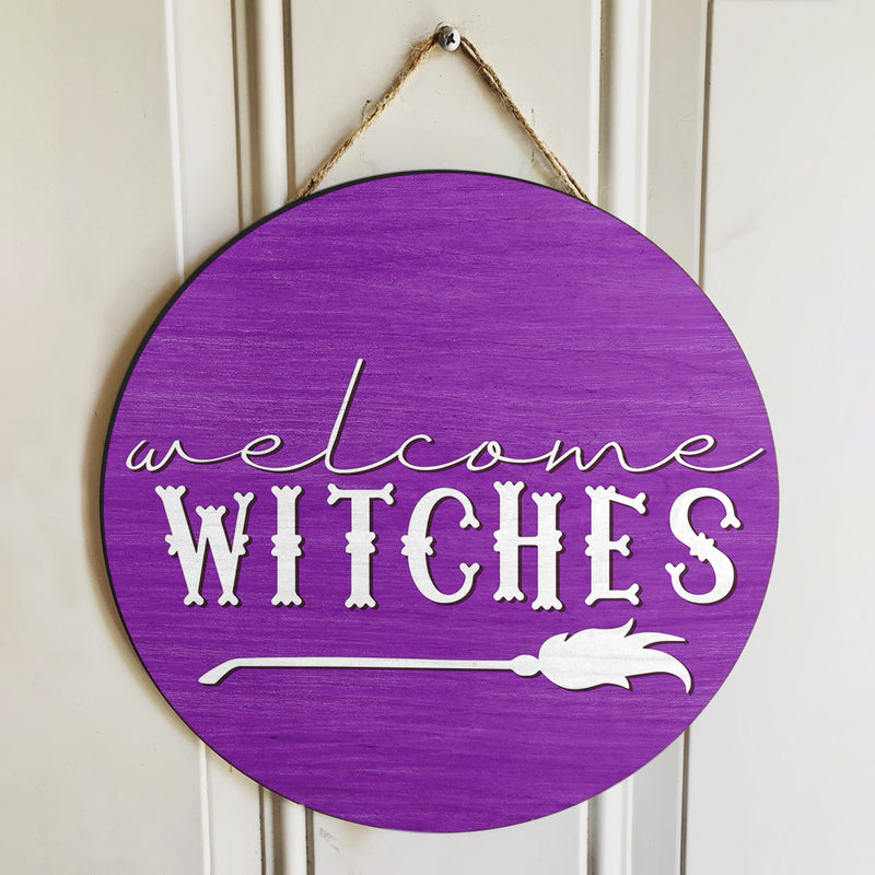 Welcome Witches - Witch's Broom - Halloween Gift - Autumn Door Hanger - Fall House Decor