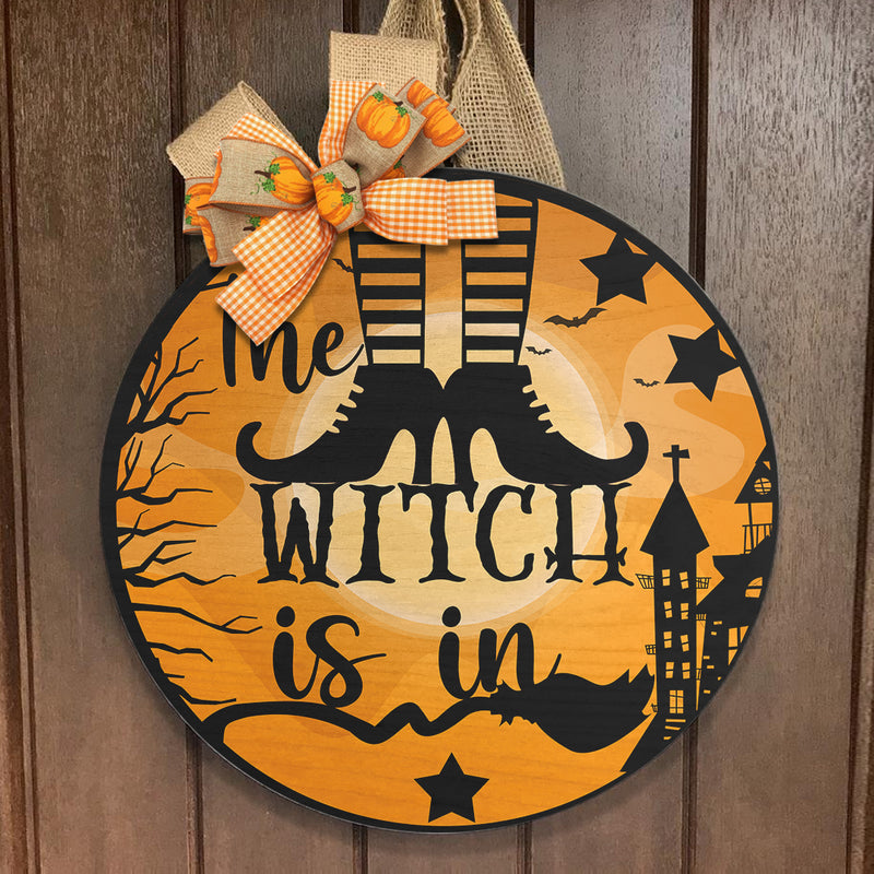 The Witch Is In - High Heels - Horrible Halloween - Fall Door Hanger Decor - Halloween Gift