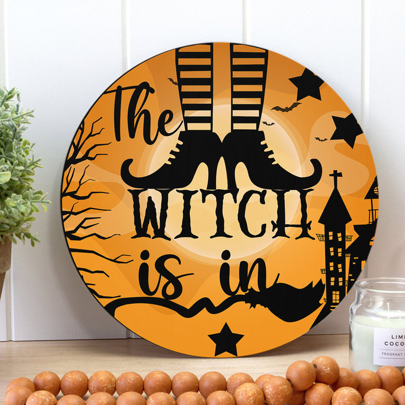 The Witch Is In - High Heels - Horrible Halloween - Fall Door Hanger Decor - Halloween Gift