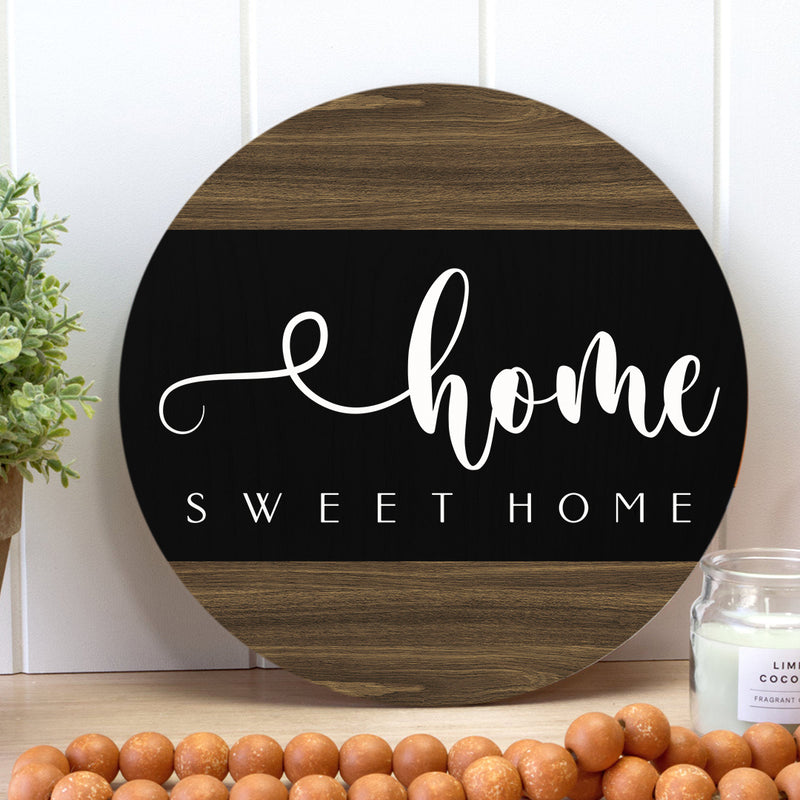 Home Sweet Home - Rustic Wooden Door Wreath Hanger Sign - Housewarming Gift Home Decor