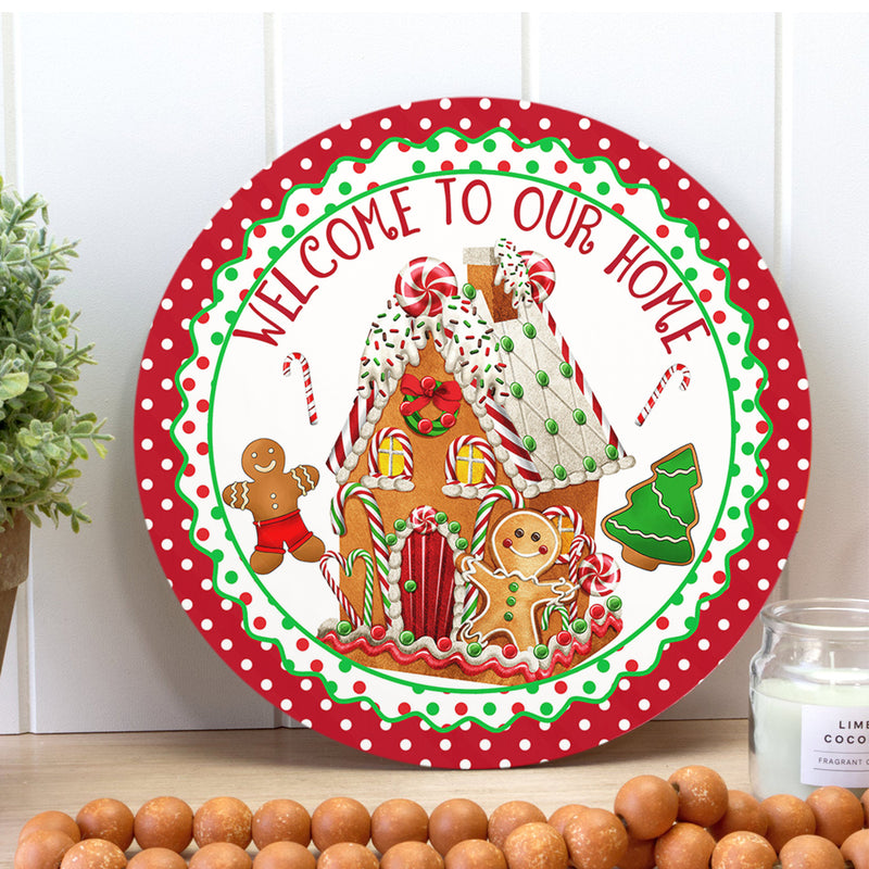 Welcome To Our Home - Lovely Xmas Gingerbread Decoration - Merry Christmas Door Hanger Sign