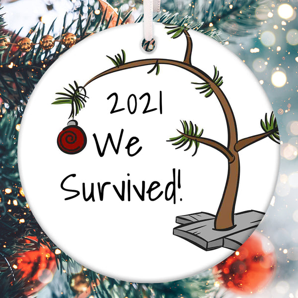 2021 We Survived Ornament - Pandemic Christmas Ornament - Year To Forget Keepsake - Xmas Home Decor