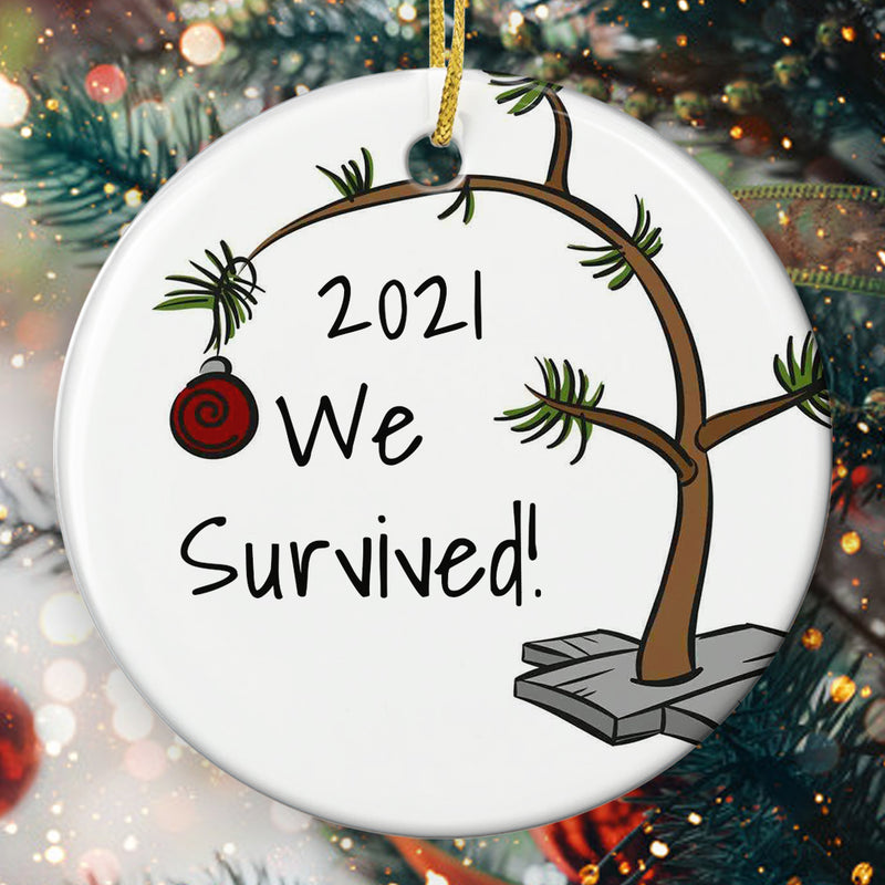 2021 We Survived Ornament - Pandemic Christmas Ornament - Year To Forget Keepsake - Xmas Home Decor