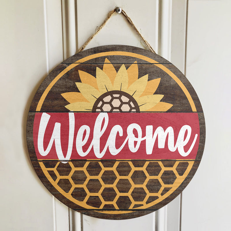 Welcome - Sunflower - Honey Comb Door Hanger Decor - Autumn Housewarming Gift - Fall Decor