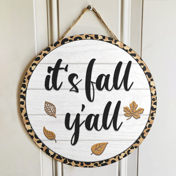 It's Fall Y'all - Autumn Maple Leaves Decor - Rustic Wooden Door Hanger Sign - Thanksgiving Gift