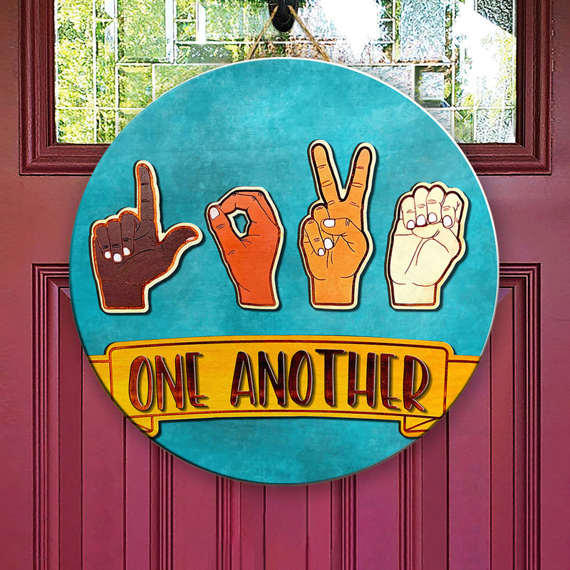 One Another - Love Sign Language - Human Rights Door Hanger - Black Lives Matter Decor