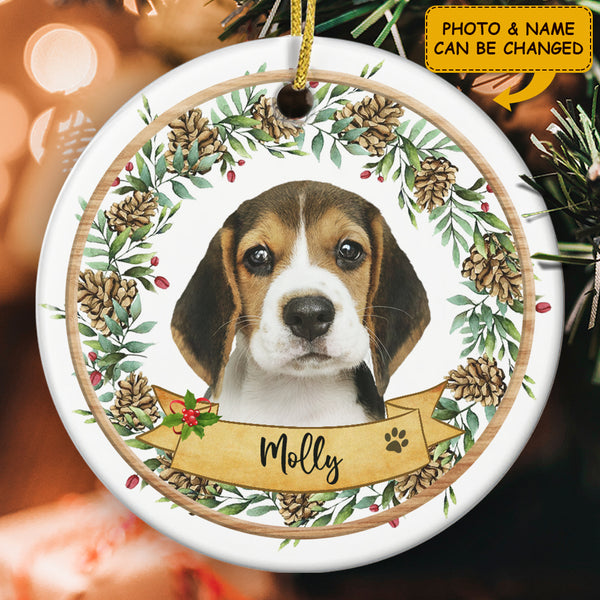 Personalized Pet Photo Ornament - Custom Dog Name - Xmas Gift For Pet Lovers - Christmas Ornament