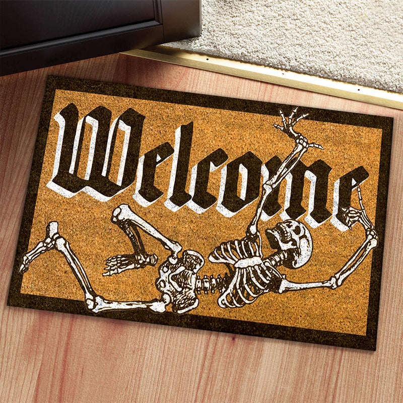 Funny Skeleton Lovers Mat - Horror Welcome Halloween New Home Doormat - Housewarming Gift