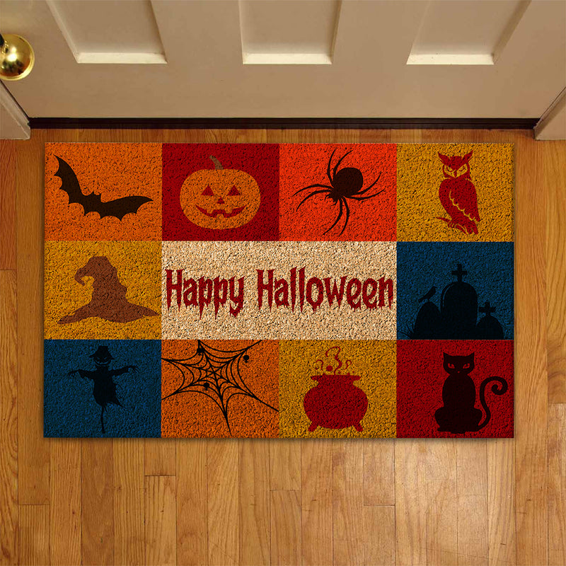Happy Halloween - Rustic Funny Welcome New Home Front Mat - Housewarming Gift Rug Doormat