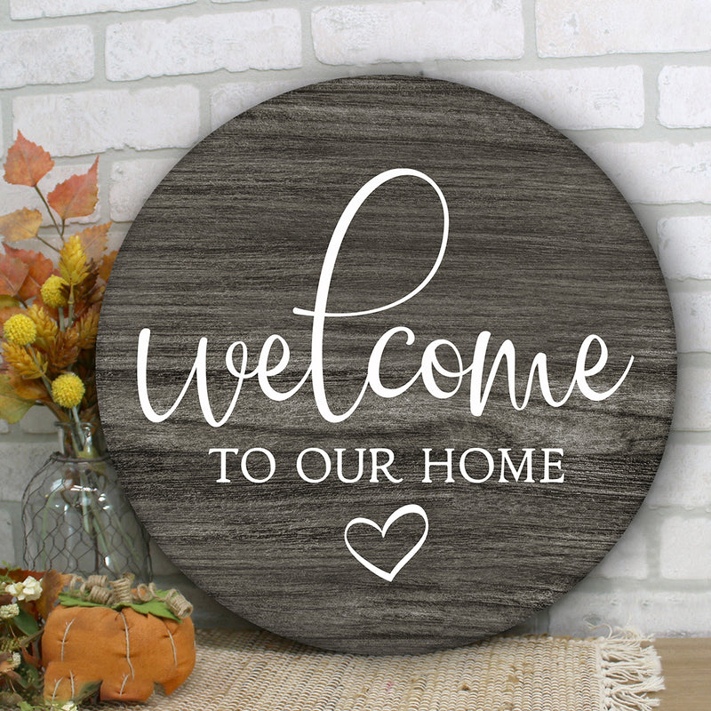 Welcome To Our Home - Autumn Door Wreath Hanger Sign Decor - Fall Housewarming Gift