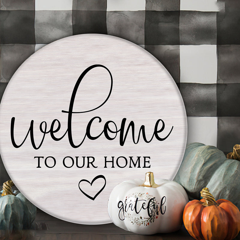 Welcome To Our Home - Autumn Door Wreath Hanger Sign Decor - Fall Housewarming Gift